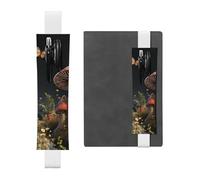 LHCVSFGW Portapenne elastico per quaderni, segnalibri, portapenne in pelle PU con fascia regolabile, custodia per penne, stile fiaba, funghi, astuccio per agende, raccoglitori, libri, bianco, Taglia