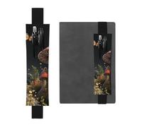 LHCVSFGW Portapenne elastico per quaderni, segnalibri, portapenne in pelle PU con fascia regolabile, custodia per penne, stile fiaba, funghi, astuccio per agende, raccoglitori, libri, Nero , Taglia