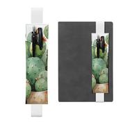 LHCVSFGW Portapenne elastico per quaderni, segnalibri, portapenne in pelle PU con fascia regolabile, grazioso astuccio per matite con cactus acquerello, astuccio per agende, raccoglitori, libri