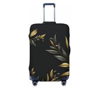 LHCVSFGW Telo protettivo per bagagli da viaggio, motivo ramo di ulivo dorato, elastico, lavabile, antigraffio, protezione spessa per bagagli da 45,7 a 81,3 cm, nero, M
