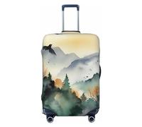 LHCVSFGW Telo protettivo per bagaglio da viaggio con uccellini di montagna e acquerello, elastico, lavabile, antigraffio, per bagagli da 45,7 a 81,3 cm, nero, M
