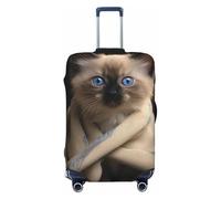 LHCVSFGW Telo protettivo per bagaglio da viaggio, motivo gatto sulla coperta, elastico, lavabile, antigraffio, protezione per bagagli spessa da 45,7 a 81,3 cm, nero, S