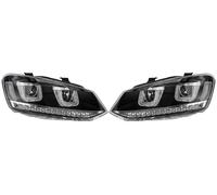LHD Per VW Polo 6R 6C 2009- Fari Proiettori LED DRL Neri Con Indicatore LED