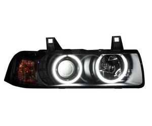 Lhd proiettore fari Angel Eyes CCFL nero per BMW E36 berlina Touring