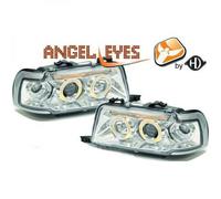 LHD Proiettore Fari Coppia Angel Eyes Trasparente Cromo per Audi 80 Avant B4