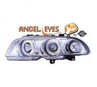 LHD Proiettore Fari Coppia Angel Eyes Trasparente Cromo Per BMW 3 Serie E46