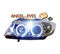LHD Proiettore Fari Coppia Angel Eyes Trasparente Cromo Per BMW 3 Serie E90 91