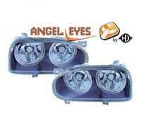 LHD Proiettore Fari Coppia Angel Eyes Trasparente Nero H7 Per VW Golf III