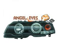 LHD Proiettore Fari Coppia Angel Eyes Trasparente Nero Per BMW 3 Serie E46 99-03