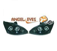 LHD Proiettore Fari Coppia Angel Eyes Trasparente Nero Per Ford Focus 98-01