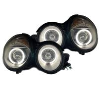 LHD Proiettore Fari Coppia Angel Eyes Trasparente Nero Per Mercedes W210 95-02