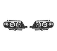 LHD Proiettore Fari Coppia Angel Eyes Trasparente Nero Tondo Citroen Saxo 96-99