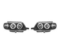 LHD Proiettore Fari Coppia Angel Eyes Trasparente Nero Tondo Citroen Saxo 96-99