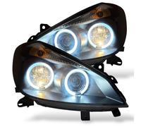 Coppia fari fanali anteriori TUNING CLIO 2005 > 2009 neri con ANGEL EYES