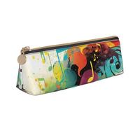 LHDGBNV Astuccio in pelle, elegante astuccio sottile con cerniera, a tema musica astratta, trousse per trucchi e cosmetici, per lavoro e ufficio
