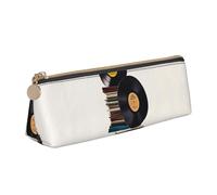 LHDGBNV Astuccio in pelle, elegante astuccio sottile con cerniera, dischi in vinile e nastri, trousse per cosmetici, per lavoro e ufficio
