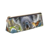 LHDGBNV Astuccio in pelle, elegante astuccio sottile con cerniera, motivo koala e farfalla, per cosmetici, per lavoro e ufficio