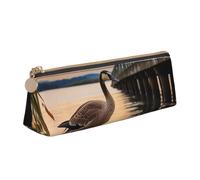 LHDGBNV Astuccio in pelle, elegante astuccio sottile con cerniera, motivo "Wild Goose By The Bridge", astuccio per cosmetici per il lavoro e l'ufficio