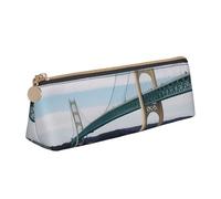 LHDGBNV Mackinac - Astuccio in pelle, elegante, sottile, con cerniera, con ponte sospeso, per cosmetici, per lavoro e ufficio