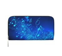 LHDGBNV Portafoglio in pelle PU per donne ragazze, con cerniera intorno al porta carte di credito blu note musicali portafoglio lungo pochette borsa da viaggio impermeabile