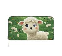 LHDGBNV Portafoglio in pelle PU per donne ragazze, con cerniera intorno al porta carte di credito carino cartone animato pecora portafoglio lungo pochette borsa da viaggio impermeabile