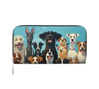LHDGBNV Portafoglio in pelle PU per donne ragazze, porta carte di credito con zip intorno a un grande gruppo di cani portafoglio lungo pochette borsa da viaggio impermeabile