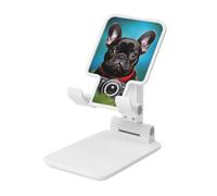 LHDGBNV Supporto pieghevole per telefono da scrivania, supporto portatile regolabile per telefono cellulare, bulldog francese, cucciolo, con fotocamera, supporto per tablet, adatto per tutti i