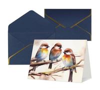 LHDGBWC Biglietto di auguri con buste, per tutte le occasioni, per matrimoni, ringraziamenti, uccelli che riposano sul ramo di un albero, per baby shower