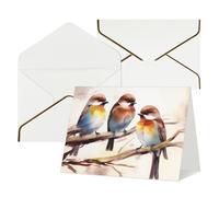 LHDGBWC Biglietto di auguri con buste, per tutte le occasioni, per matrimoni, ringraziamenti, uccelli che riposano sul ramo di un albero, per baby shower