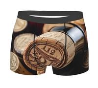 LHDGBWC Boxer da uomo super morbidi in tessuto spazzolato elasticizzato con tappo per bottiglia di vino con boxer vintage da uomo, nero, XX-Large