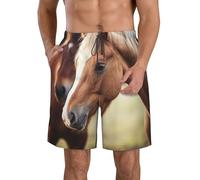 LHDGBWC Costume da bagno da uomo Adorabile Cavallo ad asciugatura rapida Pantaloncini da bagno con tasca Costumi da bagno per gli uomini Pantaloncini da spiaggia, Bianco, XXL