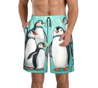 LHDGBWC Costume da bagno da uomo carino pinguini ad asciugatura rapida pantaloncini con tasca costume da bagno per uomo pantaloncini da spiaggia, bianco, Small