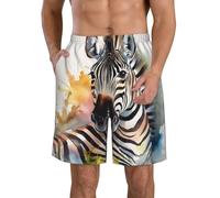 LHDGBWC Costume da bagno da uomo carino zebra acquerello ad asciugatura rapida pantaloncini con tasca costume da bagno costumi da bagno per gli uomini pantaloncini da spiaggia, Bianco, XXL