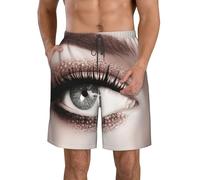 LHDGBWC Costume da bagno da uomo Ciglia Lip White Quick Dry Board Shorts con tasca Costume da bagno Costumi da bagno per gli uomini Pantaloncini da spiaggia, Bianco, M