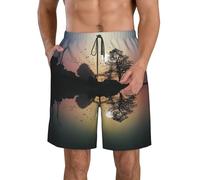 LHDGBWC Costume da bagno da uomo con chitarra riflettente ad asciugatura rapida pantaloncini con tasca costume da bagno costumi da bagno per uomo pantaloncini da spiaggia, bianco, X-Large
