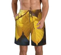 LHDGBWC Costume da bagno da uomo con foglie gialle ad asciugatura rapida pantaloncini da bagno con tasca costumi da bagno per uomo pantaloncini da spiaggia, Bianco, XL