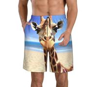 LHDGBWC Costume da bagno da uomo con giraffa, ad asciugatura rapida, con tasca, costume da bagno per uomo pantaloncini da spiaggia, bianco, Small