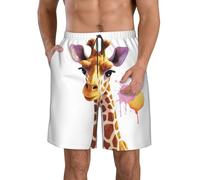 LHDGBWC Costume da bagno da uomo con giraffa, ad asciugatura rapida, con tasca, costume da bagno per uomo pantaloncini da spiaggia, bianco, XX-Large