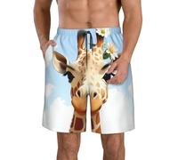 LHDGBWC Costume da bagno da uomo con giraffa, ad asciugatura rapida, con tasca, costume da bagno per uomo pantaloncini da spiaggia, bianco, Medium