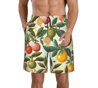 LHDGBWC Costume da bagno da uomo con piante e frutta, ad asciugatura rapida, con tasca, costume da bagno per uomo pantaloncini da spiaggia, Bianco, XXL