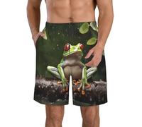 LHDGBWC Costume da bagno da uomo con rana dell'albero della pace ad asciugatura rapida pantaloncini con tasca costume da bagno per uomo pantaloncini da spiaggia, bianco, XX-Large