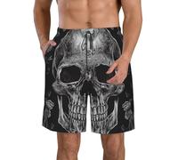 LHDGBWC Costume da bagno da uomo con scheletro teschio ad asciugatura rapida pantaloncini da bagno con tasca costumi da bagno per uomo pantaloncini da spiaggia, bianco, X-Large