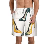 LHDGBWC Costume da bagno da uomo con tacco alto scarpe ad asciugatura rapida pantaloncini con tasca costume da bagno costumi da bagno per uomo pantaloncini da spiaggia, Bianco, S