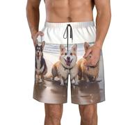 LHDGBWC Costume da bagno da uomo Happy Dogs Beach Quick Dry Board Shorts con tasca Costumi da bagno per uomo Pantaloncini da spiaggia, Bianco, XXL