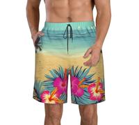 LHDGBWC Costume da bagno da uomo Hello Hawaii ad asciugatura rapida con tasca costume da bagno da uomo pantaloncini da spiaggia, Bianco, L