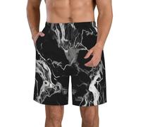 LHDGBWC Costume da bagno da uomo in marmo bianco e nero ad asciugatura rapida, pantaloncini da bagno con tasca costumi da bagno per uomo pantaloncini da spiaggia, Bianco, XL
