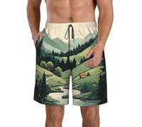 LHDGBWC Costume da bagno da uomo Outdoor Paesaggio ad asciugatura rapida Pantaloncini da bagno con tasca Costumi da bagno per gli uomini Pantaloncini da spiaggia, bianco, Small