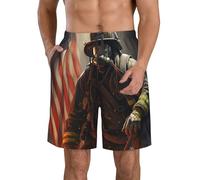 LHDGBWC Costume da bagno da uomo Patriottico pompiere ad asciugatura rapida Pantaloncini da bagno con tasca Costumi da bagno per gli uomini Pantaloncini da spiaggia, Bianco, XL