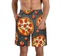 LHDGBWC Costume da bagno da uomo Pizza Food Quick Dry Board Shorts con tasca Costume da bagno Costumi da bagno per gli uomini Pantaloncini da spiaggia, bianco, Medium