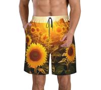 LHDGBWC Costume da bagno da uomo Sunshine Campo di girasole ad asciugatura rapida Pantaloncini da bagno con tasca Costumi da bagno per uomo Pantaloncini da spiaggia, Bianco, 3XL